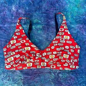 MeUndies Red Emoji Text Valentine's Day Red Print Bralette 2X
